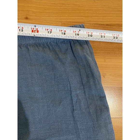 Blue Fish Hand Painted 100% Linen Wide Barrel Leg Blue Floral Artsy Size 1 - Picture 4 of 12